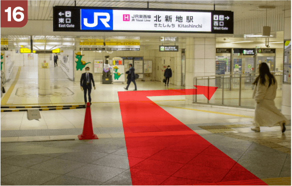 阪急大阪梅田駅3階改札からの道順a-16